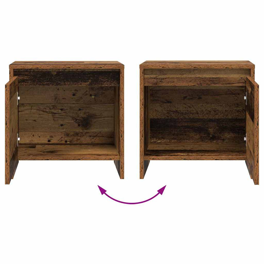 Nachtkastje Oudhout 45 X 34 X 44,5 Cm Bewerkt Hout 2 Oud hout