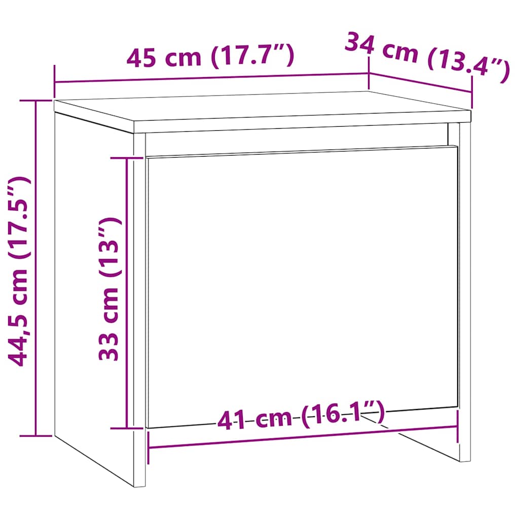 Nachtkastje Ambachtelijk Eiken 45 X 34 X 44,5 Cm Bewerkt Hout 2 artisanaal eikenkleurig