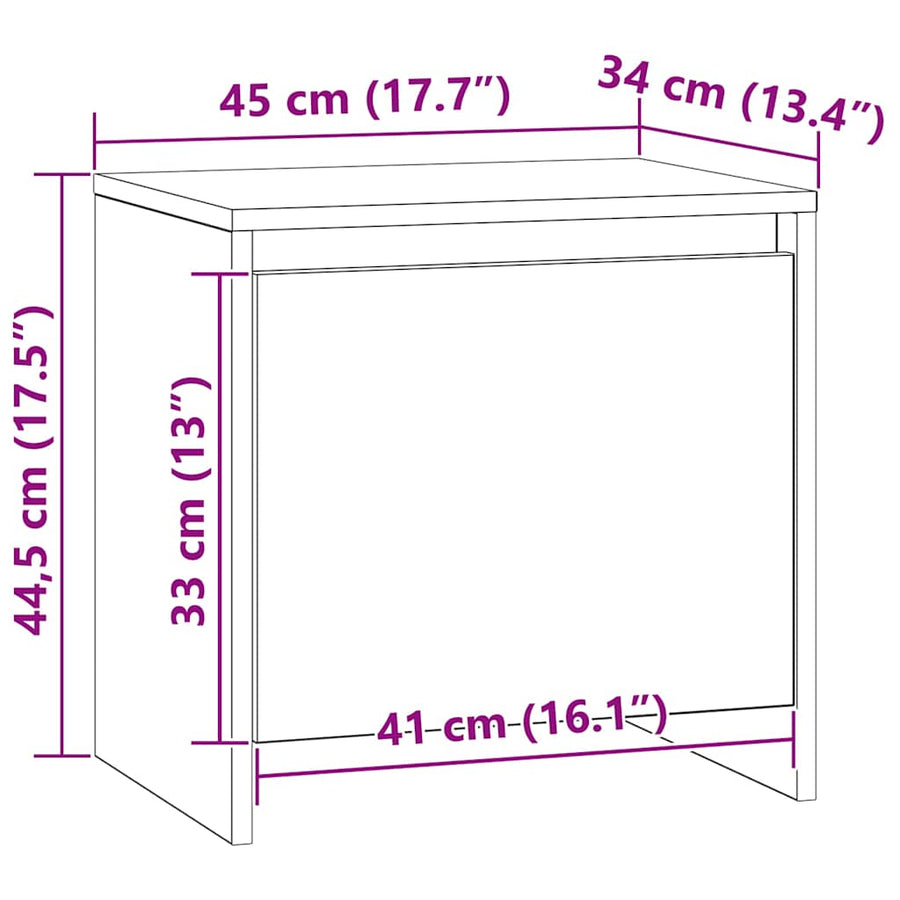 Nachtkastje Ambachtelijk Eiken 45 X 34 X 44,5 Cm Bewerkt Hout 2 artisanaal eikenkleurig