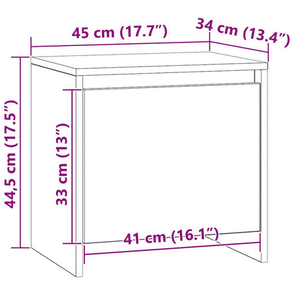 Nachtkastje 45 X 34 X 44,5 Cm Bewerkt Hout 2 Zwart eiken