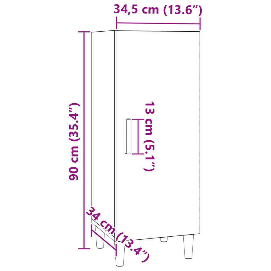 Dressoir Oud Hout 34,5 x 34 x 90 cm Bewerkt hout