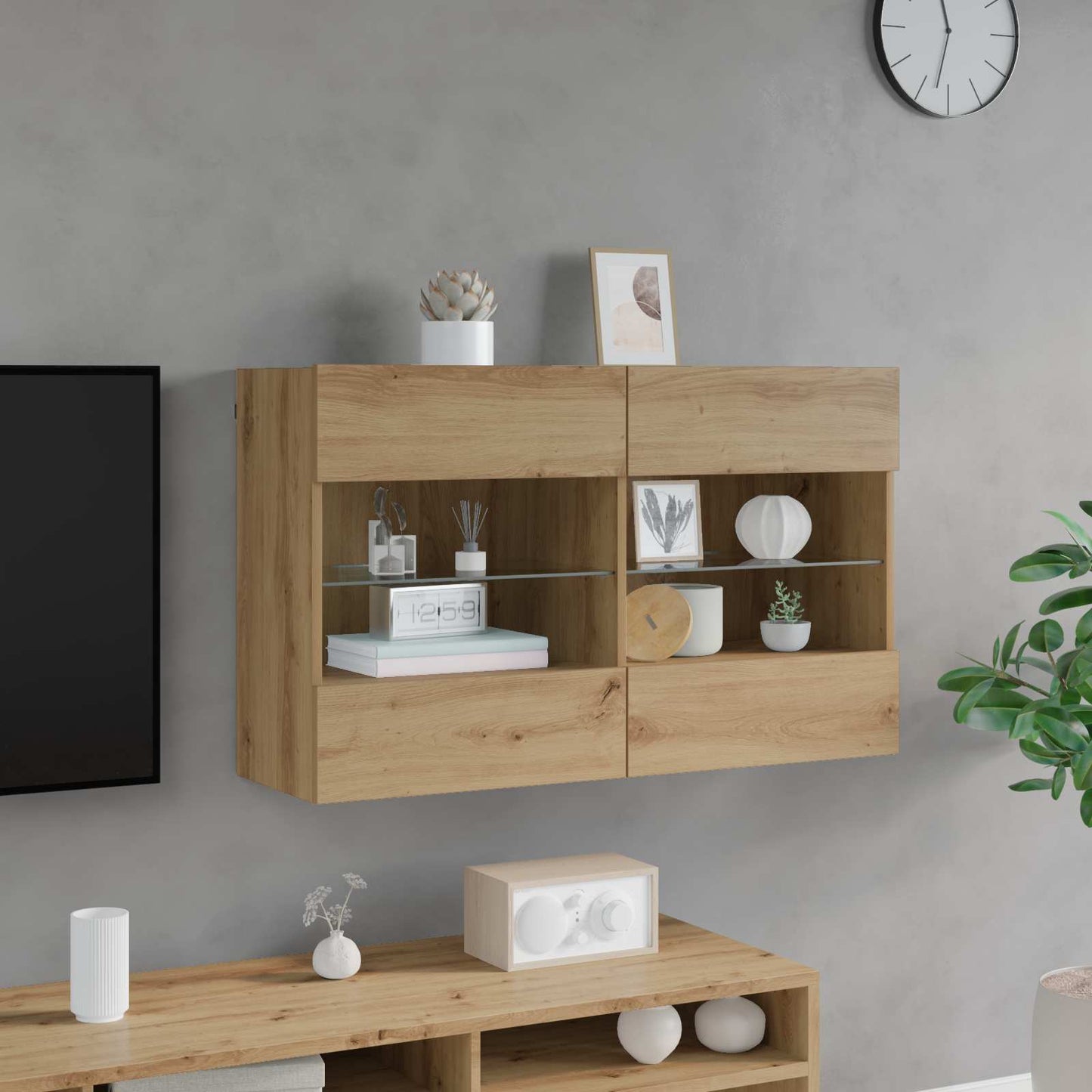 TV-wandkast Artisan Eiken 98,5 x 30 x 60,5 cm Bewerkt hout