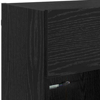 TV-wandkast Zwart Eiken 98,5 x 30 x 60,5 cm Bewerkt hout