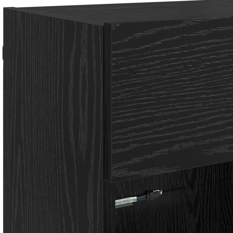 TV-wandkast Zwart Eiken 98,5 x 30 x 60,5 cm Bewerkt hout