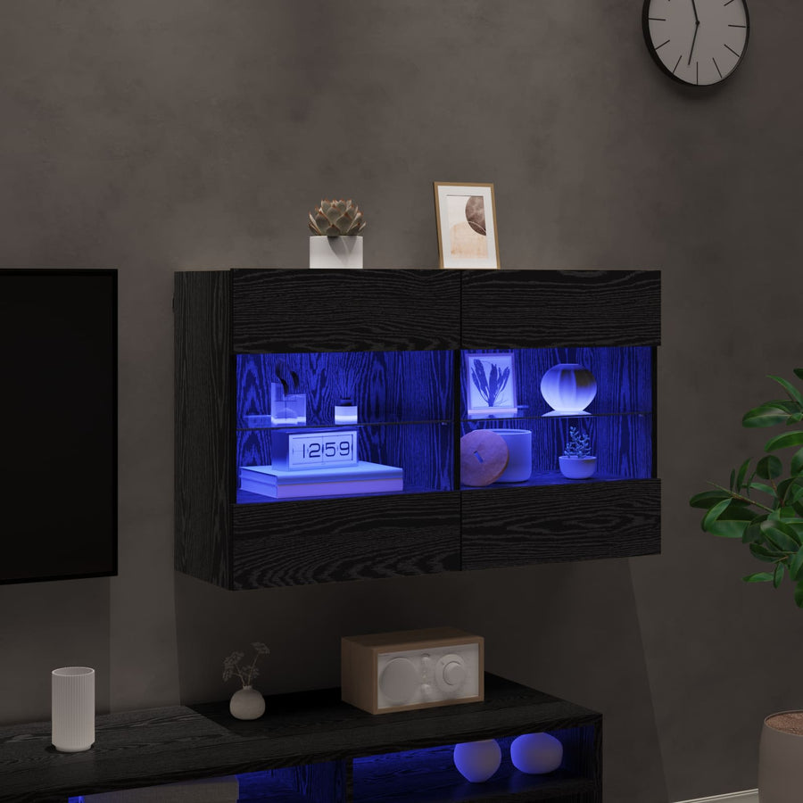 TV-wandkast Zwart Eiken 98,5 x 30 x 60,5 cm Bewerkt hout