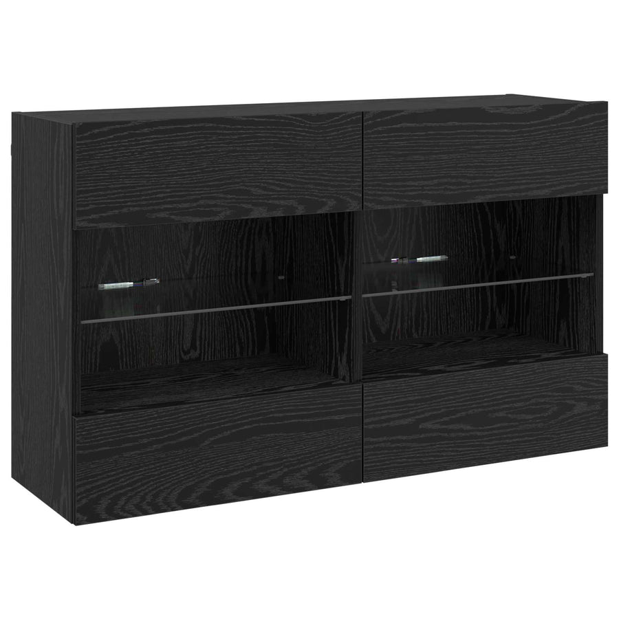 TV-wandkast Zwart Eiken 98,5 x 30 x 60,5 cm Bewerkt hout