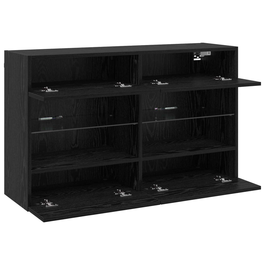 TV-wandkast Zwart Eiken 98,5 x 30 x 60,5 cm Bewerkt hout