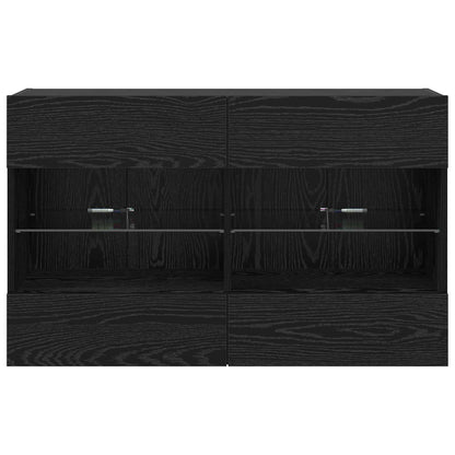 TV-wandkast Zwart Eiken 98,5 x 30 x 60,5 cm Bewerkt hout
