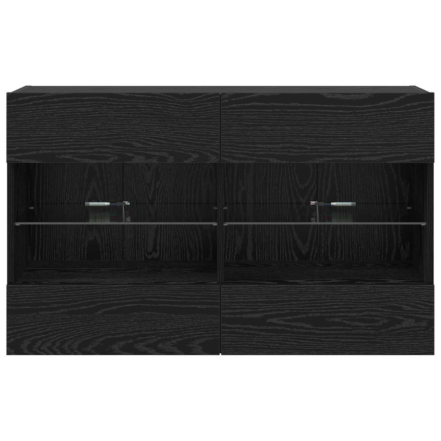 TV-wandkast Zwart Eiken 98,5 x 30 x 60,5 cm Bewerkt hout