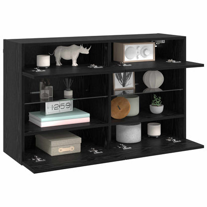TV-wandkast Zwart Eiken 98,5 x 30 x 60,5 cm Bewerkt hout