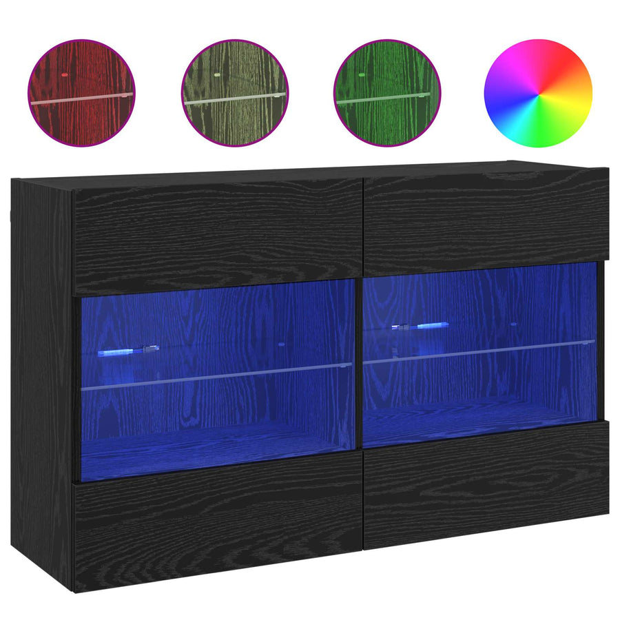 TV-wandkast Zwart Eiken 98,5 x 30 x 60,5 cm Bewerkt hout