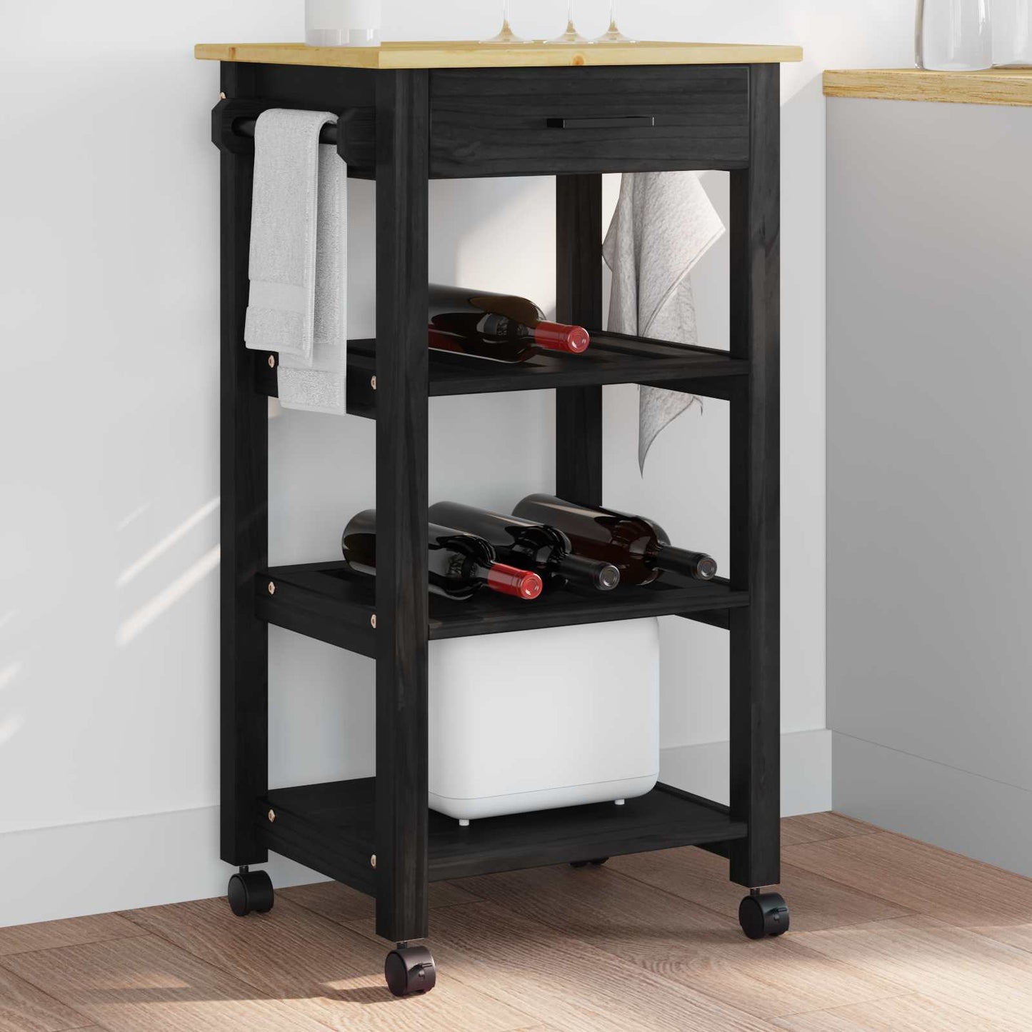 Keuken Trolley Effen 88,5 X 40 X 48 Cm 48 x 40 x 90 cm Zwart