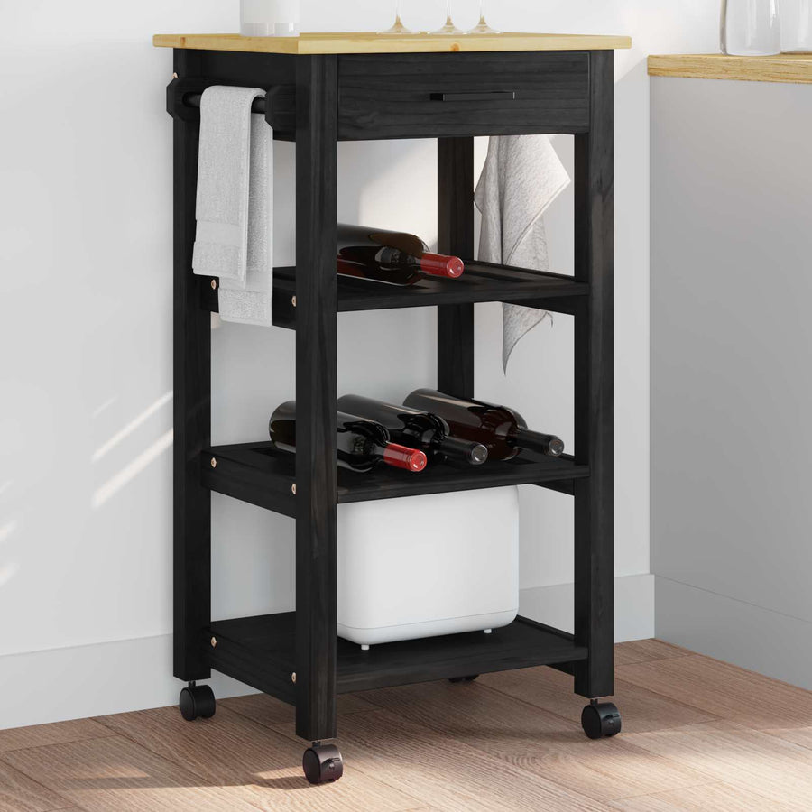 Keuken Trolley Effen 88,5 X 40 X 48 Cm 48 x 40 x 90 cm Zwart