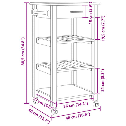 Keuken Trolley Effen 88,5 X 40 X 48 Cm 48 x 40 x 90 cm Zwart