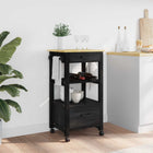 Kitchen Trolley MONZA Black 48 x 40 x 88.5 cm Solid Spruce Wood