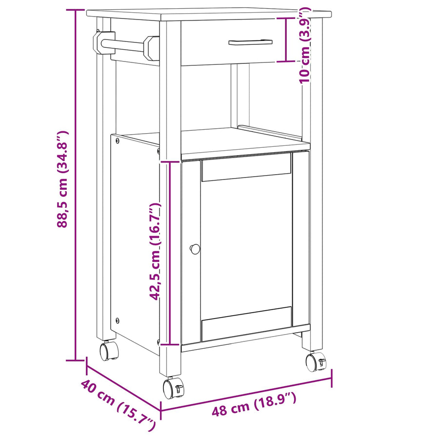 Keuken Trolley Effen Zwart