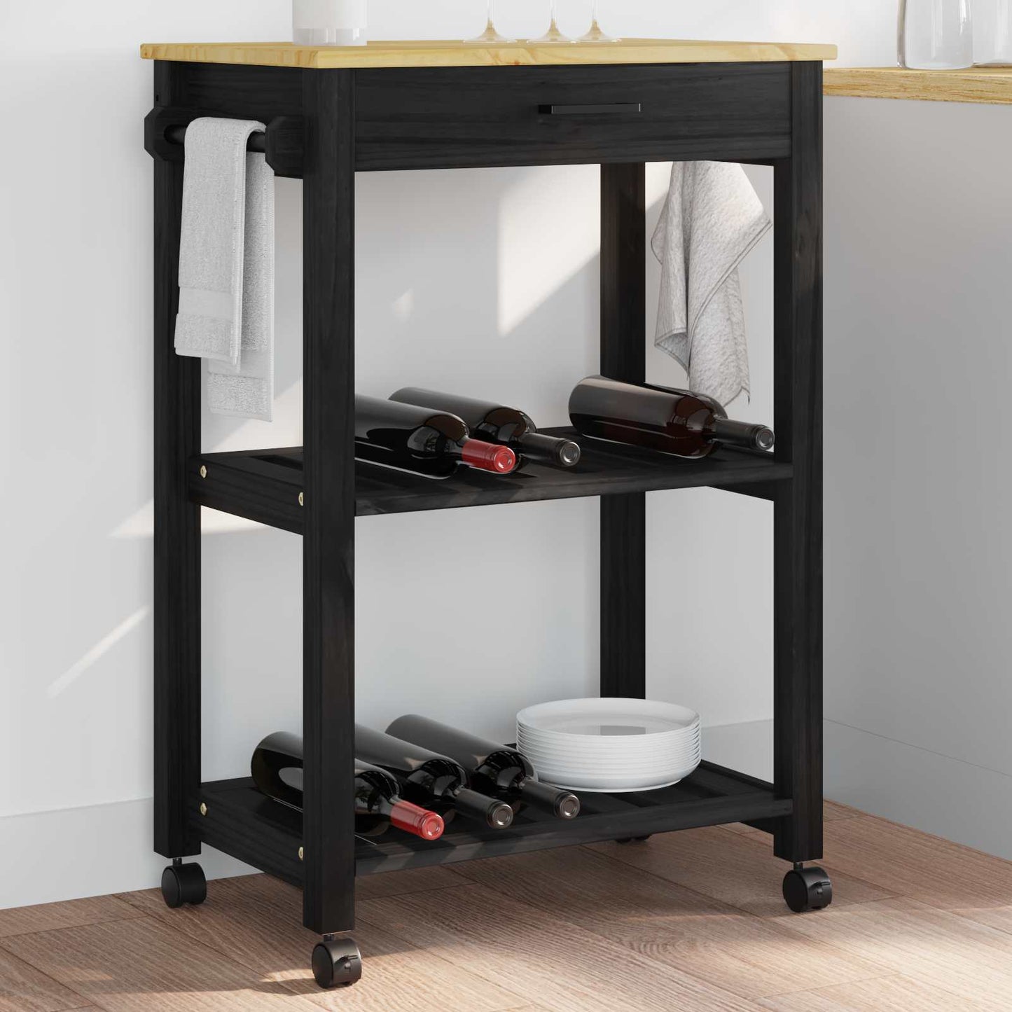 Keuken Trolley Effen 88,5 X 40 X 84 Cm 60 x 40 x 90 cm Zwart