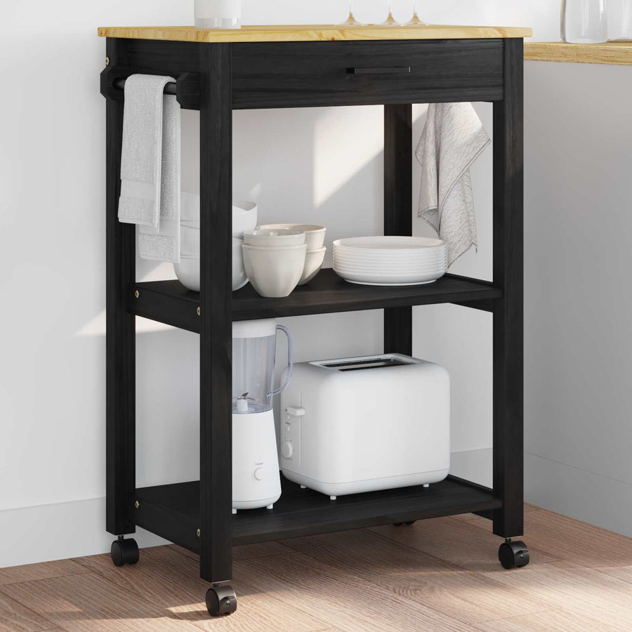 Keuken Trolley Effen 88,5 X 40 X 60 Cm 60 x 40 x 90 cm Zwart