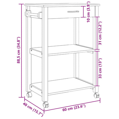 Keuken Trolley Effen 88,5 X 40 X 60 Cm 60 x 40 x 90 cm Zwart