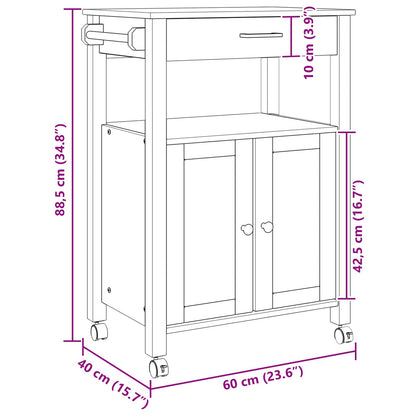 Keuken Trolley Effen 88,5 X 40 X 60 Cm 60 x 40 x 90 cm Zwart