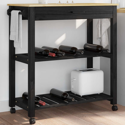 Keuken Trolley Effen 88,5 X 40 X 84 Cm 84 x 40 x 90 cm Zwart