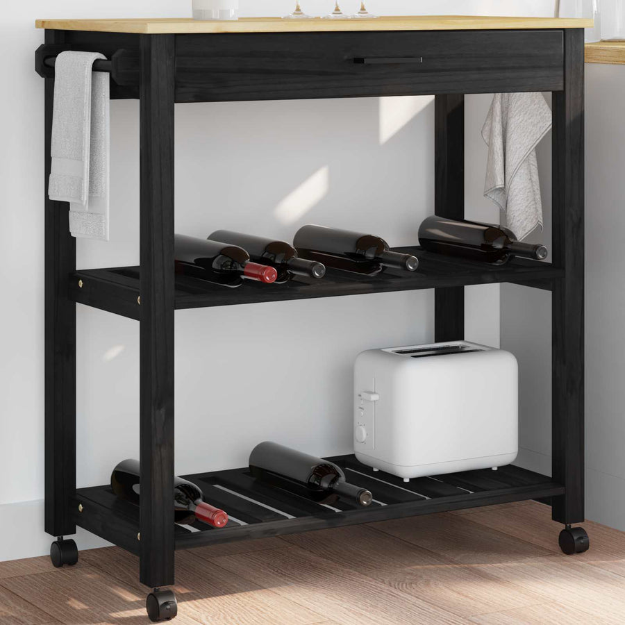 Keuken Trolley Effen 88,5 X 40 X 84 Cm 84 x 40 x 90 cm Zwart