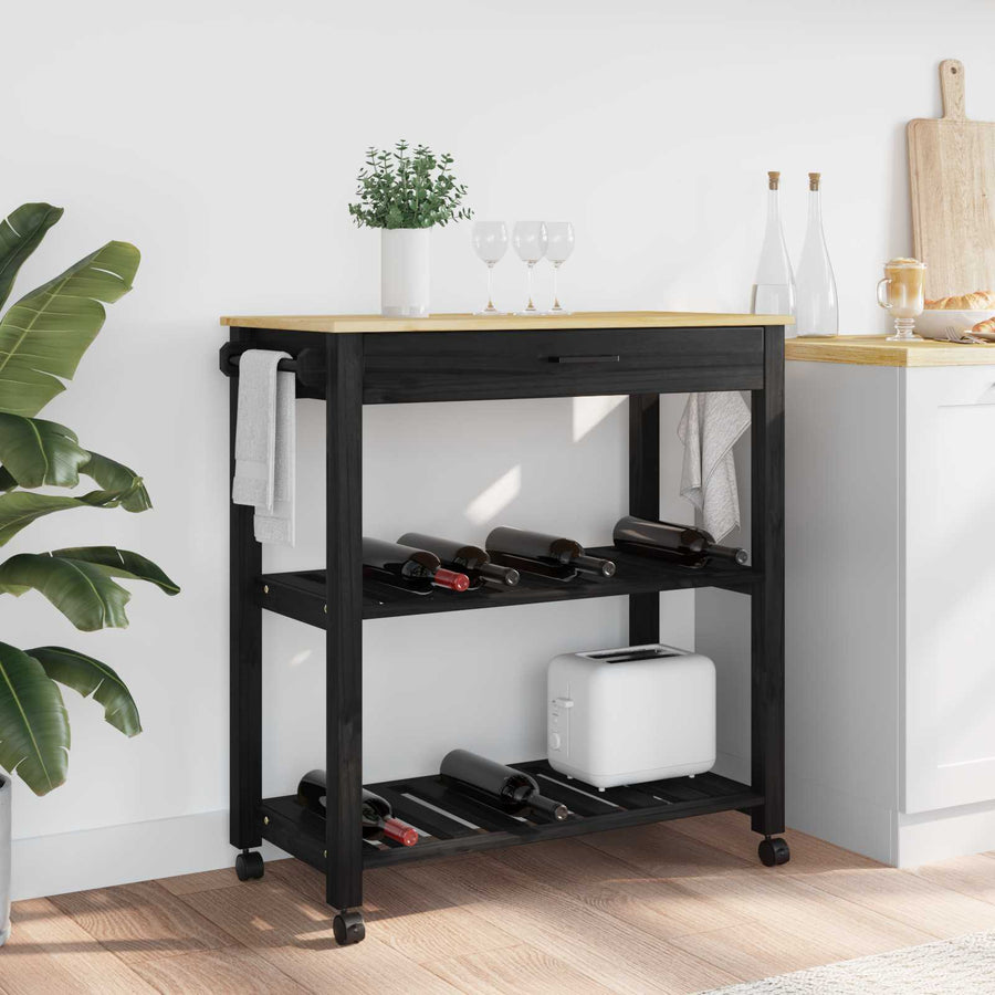 Keuken Trolley Effen 88,5 X 40 X 84 Cm 84 x 40 x 90 cm Zwart