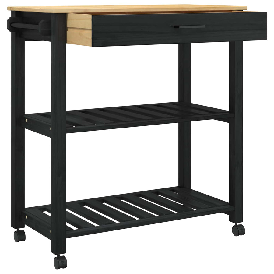 Keuken Trolley Effen 88,5 X 40 X 84 Cm 84 x 40 x 90 cm Zwart
