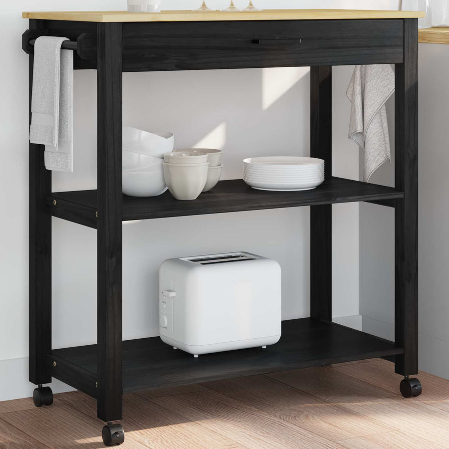 Keuken Trolley Effen 88,5 X 40 X 48 Cm 84 x 40 x 90 cm Zwart