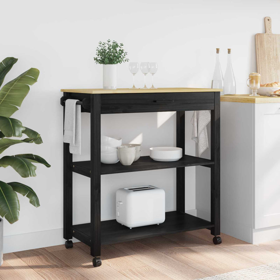Keuken Trolley Effen 88,5 X 40 X 48 Cm 84 x 40 x 90 cm Zwart