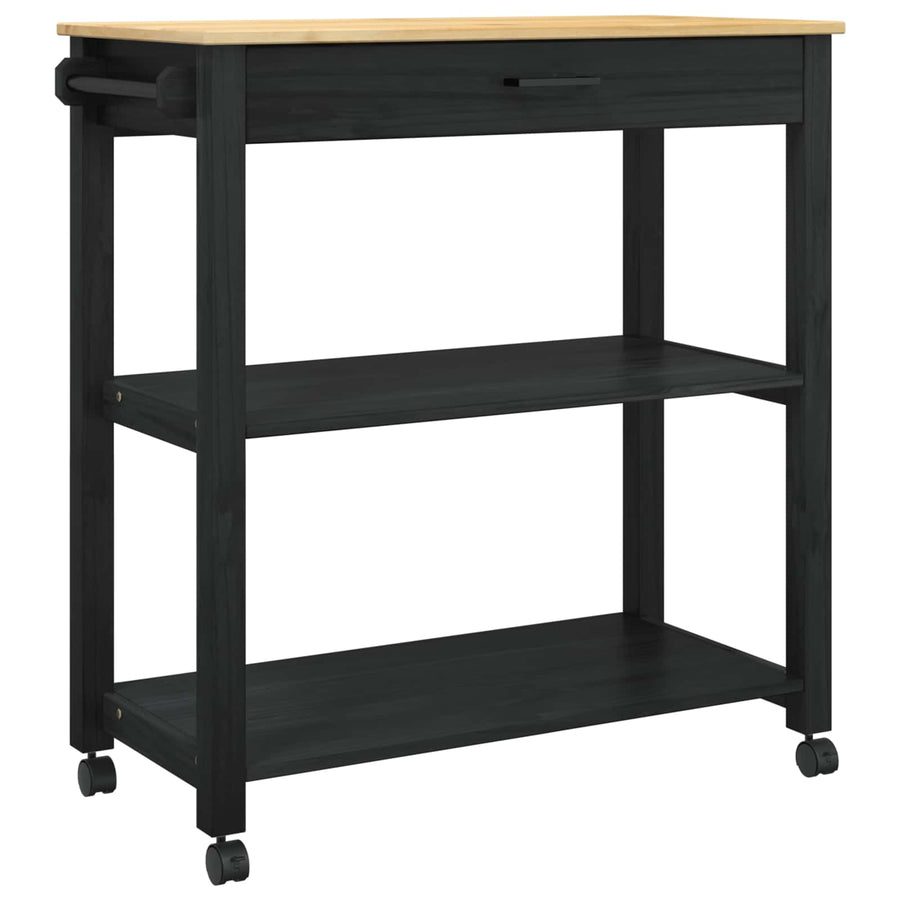 Keuken Trolley Effen 88,5 X 40 X 48 Cm 84 x 40 x 90 cm Zwart
