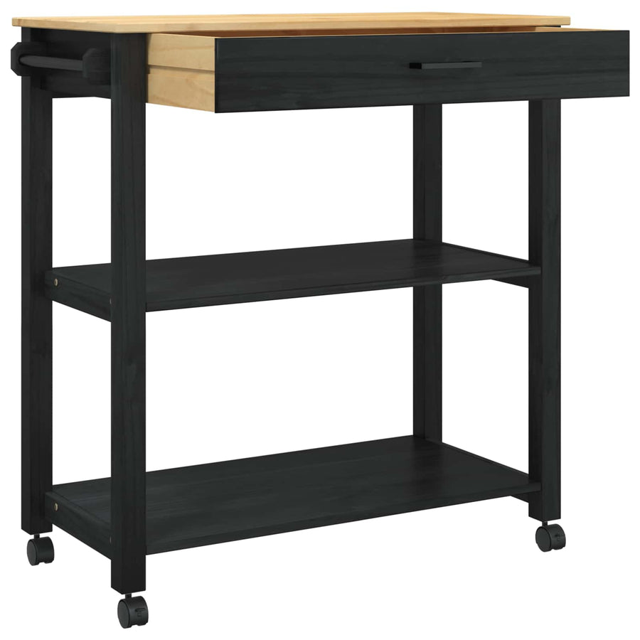 Keuken Trolley Effen 88,5 X 40 X 48 Cm 84 x 40 x 90 cm Zwart