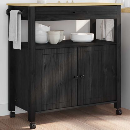 Keuken Trolley Effen 88,5 X 40 X 48 Cm 84 x 40 x 90 cm Zwart