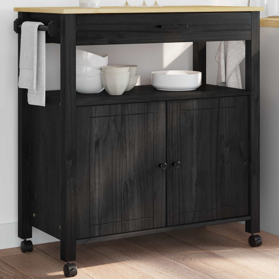 Keuken Trolley Effen 88,5 X 40 X 48 Cm 84 x 40 x 90 cm Zwart