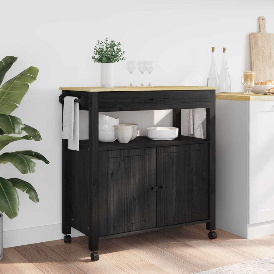 Keuken Trolley Effen 88,5 X 40 X 48 Cm 84 x 40 x 90 cm Zwart