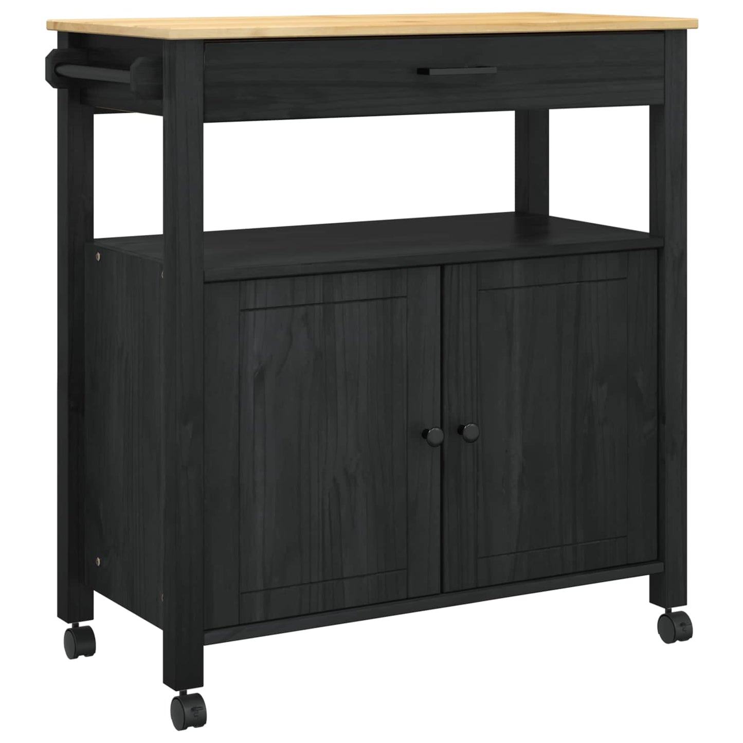 Keuken Trolley Effen 88,5 X 40 X 48 Cm 84 x 40 x 90 cm Zwart