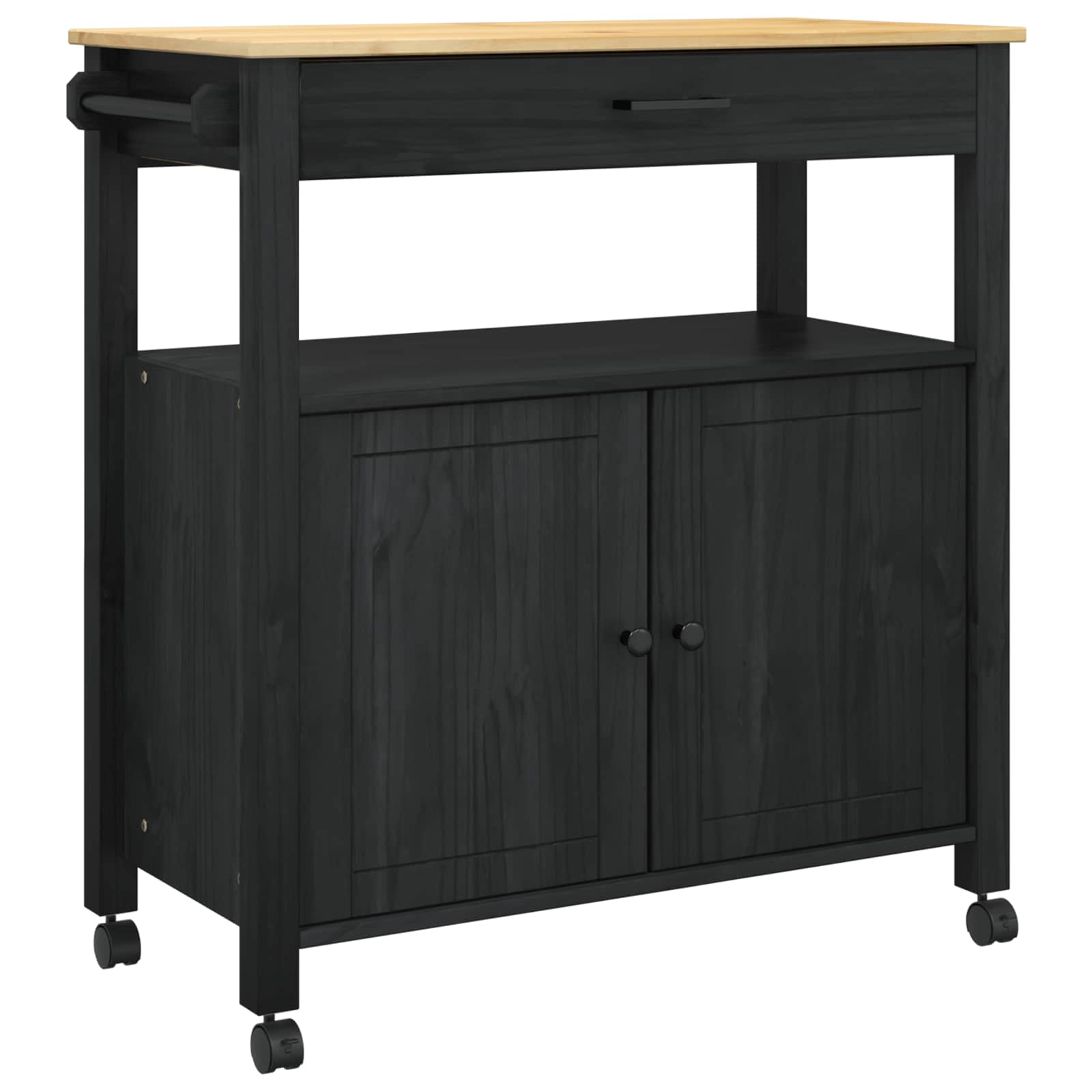 Keuken Trolley Effen 88,5 X 40 X 48 Cm 84 x 40 x 90 cm Zwart