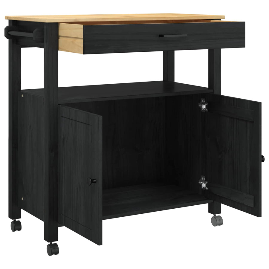 Keuken Trolley Effen 88,5 X 40 X 48 Cm 84 x 40 x 90 cm Zwart