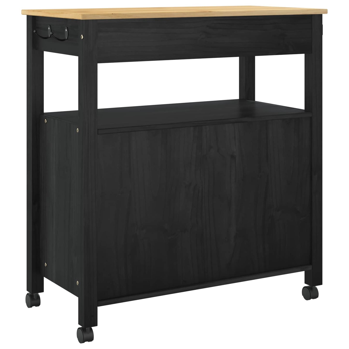 Keuken Trolley Effen 88,5 X 40 X 48 Cm 84 x 40 x 90 cm Zwart