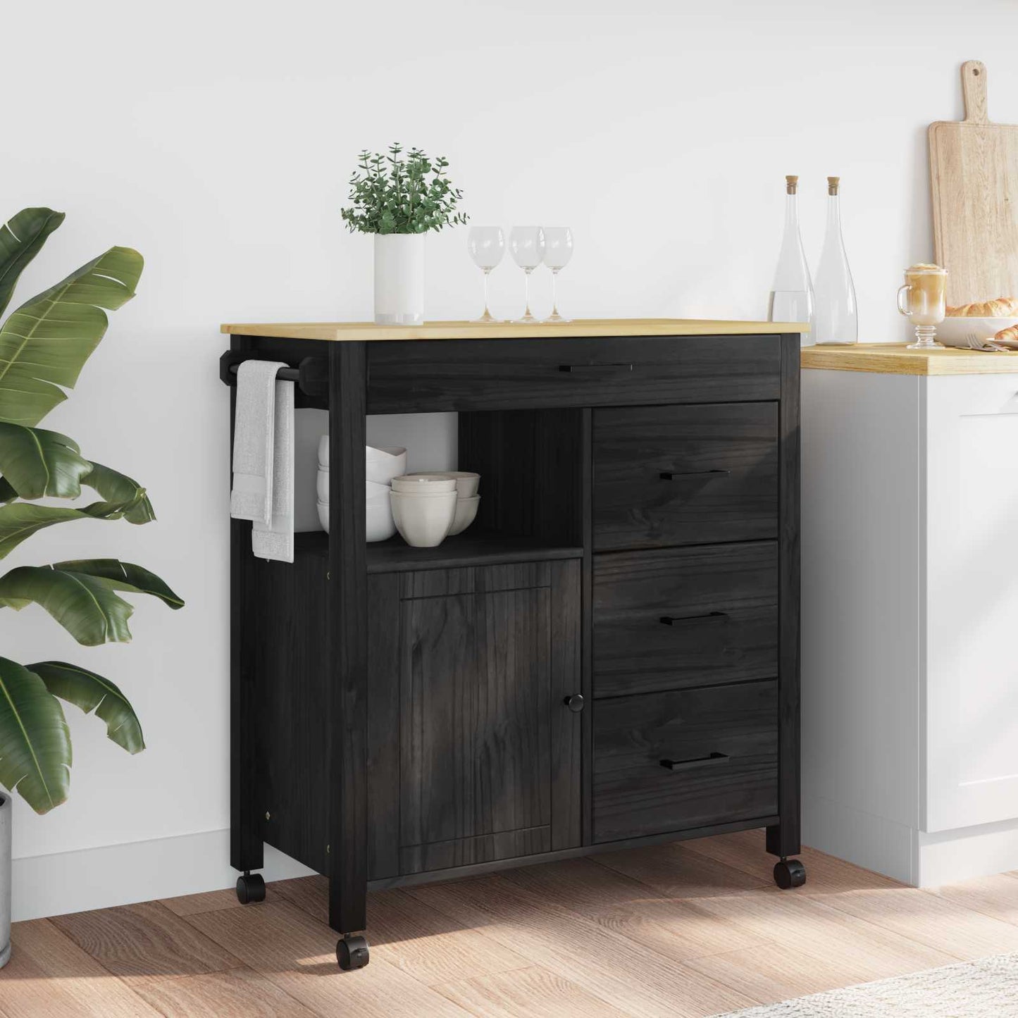 Keuken Trolley Effen Zwart