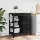Kitchen Trolley MONZA Black 84 x 40 x 88.5 cm Solid Spruce Wood