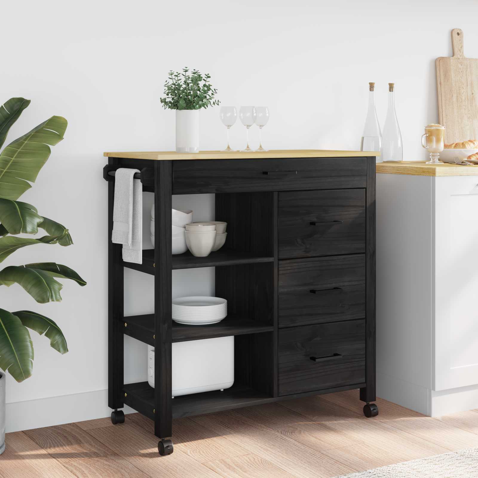 Keuken Trolley Zwart