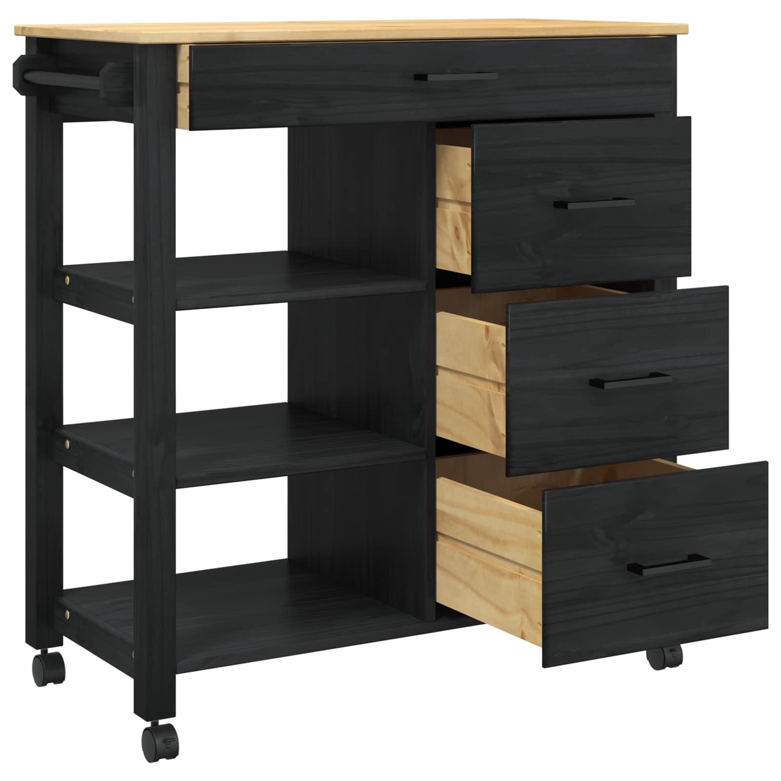 Keuken Trolley Zwart