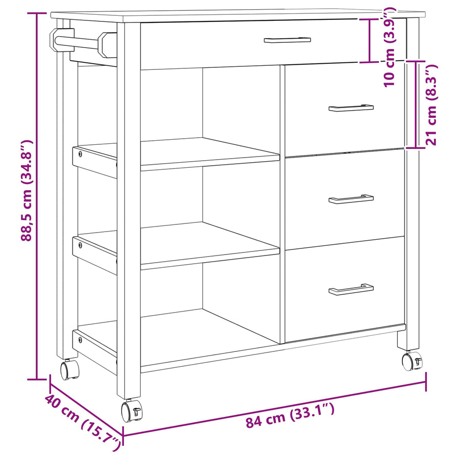 Keuken Trolley Zwart