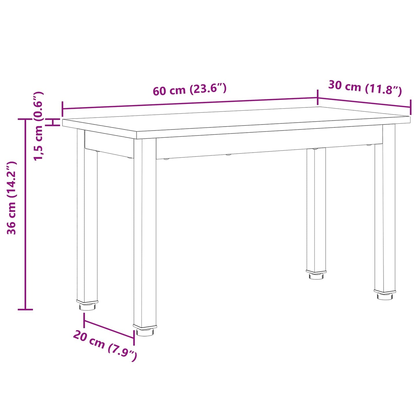 Salontafel Wit 60 x 30 x 36 cm Massief grenenhout