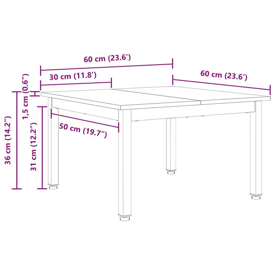 Salontafel Naturel 60 x 60 x 36 cm Massief grenenhout