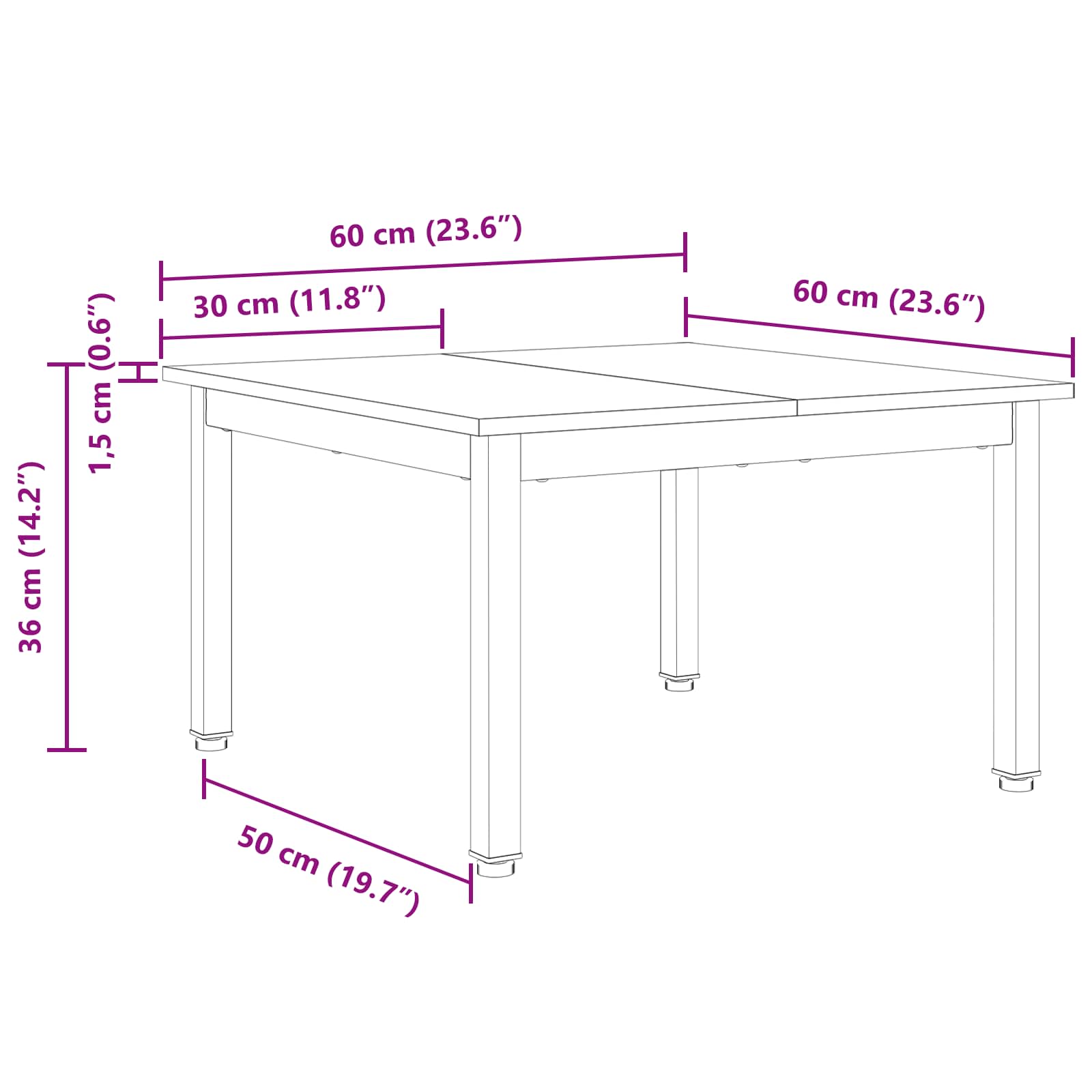 Salontafel Wit 60 x 60 x 36 cm Massief grenenhout