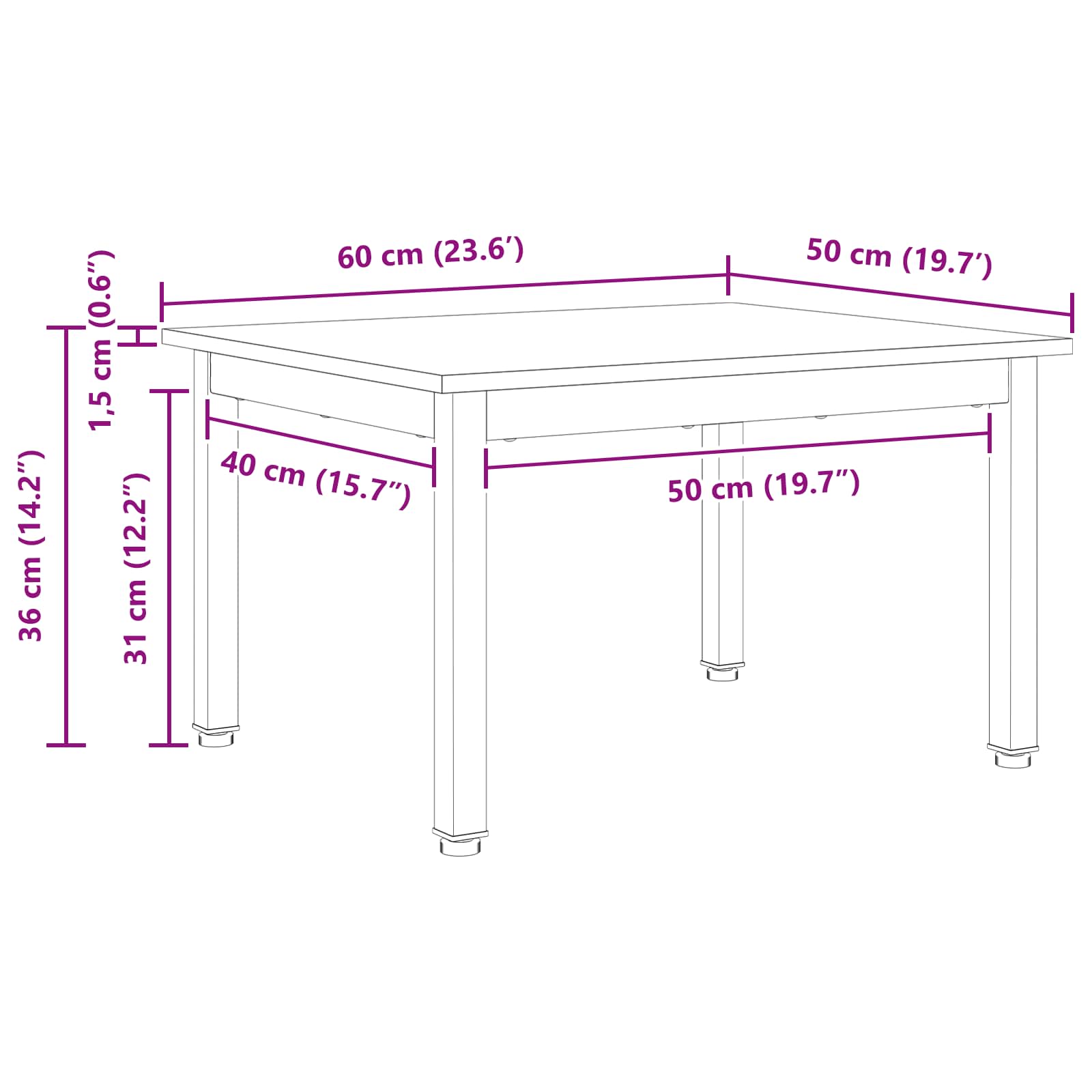 Salontafel Naturel 60 x 50 x 36 cm Massief grenenhout