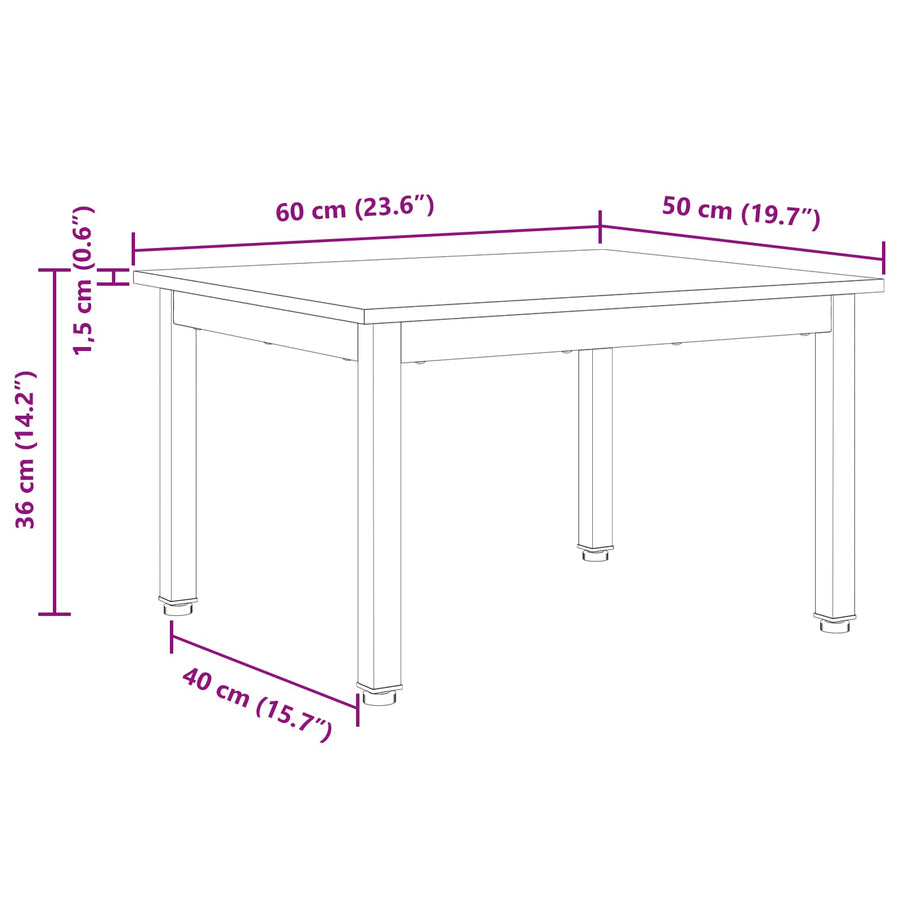 Salontafel Wit 60 x 50 x 36 cm Massief grenenhout