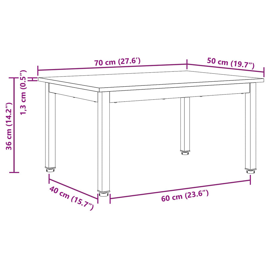 Salontafel Naturel 60 x 50 x 36 cm Massief grenenhout